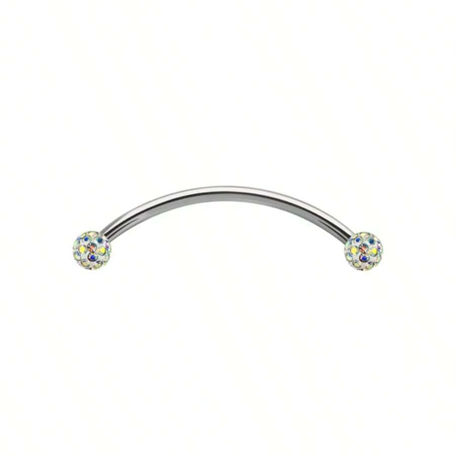 Solid Titanium Ferido Balls Snake Eyes Tongue Barbell Rings 14G - 北極光 - 查看 1