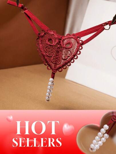 Sexy Heart Embroidered Pearl Massage 2026 New Hot Women Lingerie Thong, Essential For Christmas, New Year, Private Party, Sexy Matching
