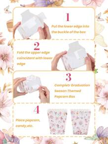 10pcs Flower Fairy Pattern Paper Popcorn Box, Popcorn Cups, Food Snack Box, Wedding Birthday Babe Shower Party Disposable Tableware, Suitable For Multiple Themes Holiday Party Picnic Camping, Home Kitchen Restaurant Table Supplies