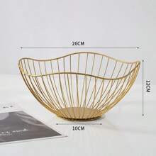 1 pieza Cesta de frutas de hierro con diseño elegante, bandeja para frutas y aperitivos para el hogar, resistente al óxido y a la corrosión, diseño hueco para ventilación y retención de agua, apto para almacenamiento de frutas y aperitivos envasados en el hogar/sala de estar
