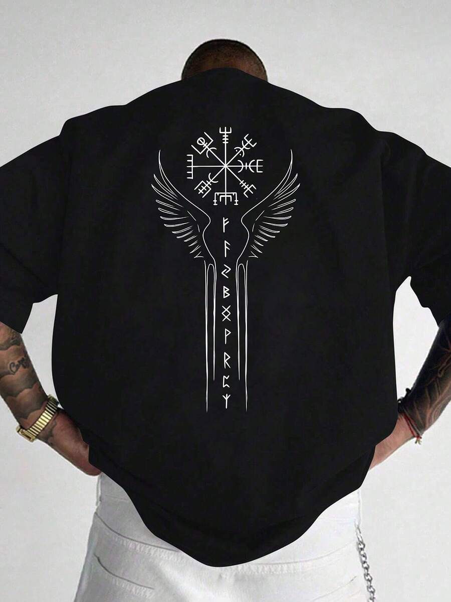 SU ER Men's Fashionable Printed Loose Short Sleeve T-Shirt | Exquisite Design | Summer Essential | Easy To Match, Showcasing Your Style - Black - View 1