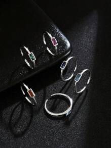 1pc Cross-Border Best Seller December Birthstone Fashion Silver Ring With Cubic Zirconia, Stackable Design Suitable For Daily Wear