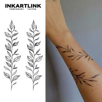  INKARTLINK Revolutionary Technology Tattoos, Semi-Permanent Tattoos, Leaf Design, Realistic Tattoos, Temporary Tattoos, Waterproof, Authentic Tattoo Appearance, Niche Design Tattoos, Fruit Juice Tattoos, Plant Tattoos