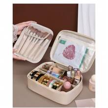 1pc.Travel Toiletry Bag - Space-Saving And Easy To Access, PU Material, Large Capacity Cosmetic Storage Box, Suitable For Travel, Multi-Functional Storage Bag, Perfect For Outdoor Use