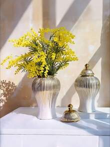 1 Vase en céramique de luxe européen, bocal de rangement général. Décoration de table pour la maison, le salon, l'entrée, la chambre d'hôtel. Vase à fleurs, vase en verre, décoration de pièce - Multicolore - Voir 7