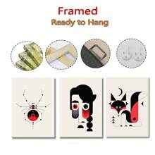 1pc Frameless Scandinavian Animal Art Canvas Printing Poster Modern Minimalist Geometric Dogfish Poster Abstract Line Wall Art Living Room Bedroom Coffee Shop Children's Room Wall Decoration Home Decoration ,Wall Art With Frame