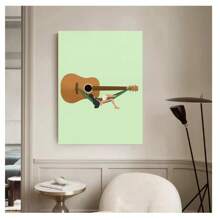 1 pieza Póster de arte de pared con pintura vintage abstracta y minimalista sin marco, de un piano de dibujos animados, guitarras y notas musicales, decoración moderna para sala de estar, dormitorio, sala de estudio, cafetería, sala de música y hogar