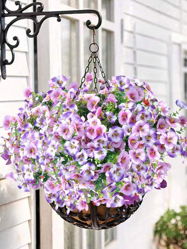 2PCS/4PCS/8PCS 13.78Inch Simulation Flower Butterfly Orchid Outdoor Fake Flower Decoration Anti UV Non Fading Human Hanging Plant Morning Glory Garden Porch Balcony Decoration