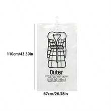 3pcs Hanging Transparent Vacuum Compression Storage Bags, Wardrobe Organizer Bags For Clothes, Coats, Down Jackets, Dust Cover - White - View 2