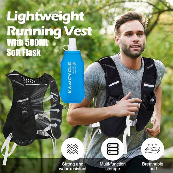 Hydration Running Vest Backpack(Backpack With 1pc 500ml Soft Flask),Lightweight Running Backpack,Camel Hydration Backpack Water Backpack,Breathable, Adjustable, Reflective Running Hydration Vest, For Cycling, Race, Hiking