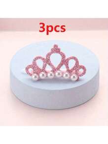 1/5pcs Faux Pearl Crown Pet Hair Clips - Stylish Crown Shape Bows For Dogs And Cats - Grooming Supplies And Accessories .