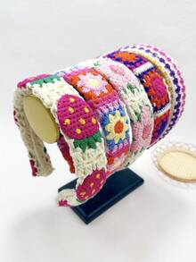 1 件女士可爱花卉针织波西米亚风头带 - 时尚休闲发饰，适合日常使用，发带，发箍头带 - 彩色 - 查看 9