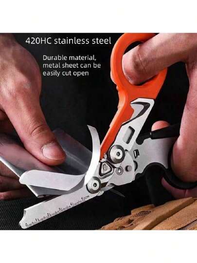 6-In-1 Raptor Emergency Shear Tool, Multi-Function Pliers With Cutter, Folding Pliers With Cutting & Glass Breaker, Tactical Unstoppable Shears
