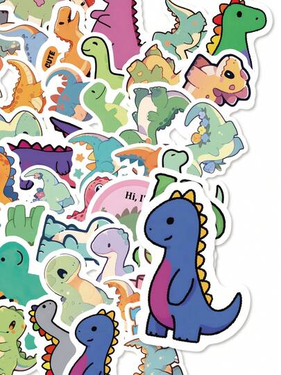 100 piezas de pegatinas de dinosaurios de patas cortas vintage, materiales decorativos hechos a mano para manualidades de scrapbooking, botellas de agua, fundas de teléfono
