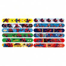 Marvel 12pcs/Set Marvel Spider Man Series Slap Bracelets For Stitch Anime Figure Wristand Slap Bracelets For Christmas Party Gifts