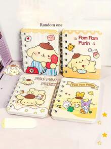 Sanrio 1pc Sanrio Cartoon Notebooks, Mixed Color, Paper Material, Plain Ruling Type, For Gift