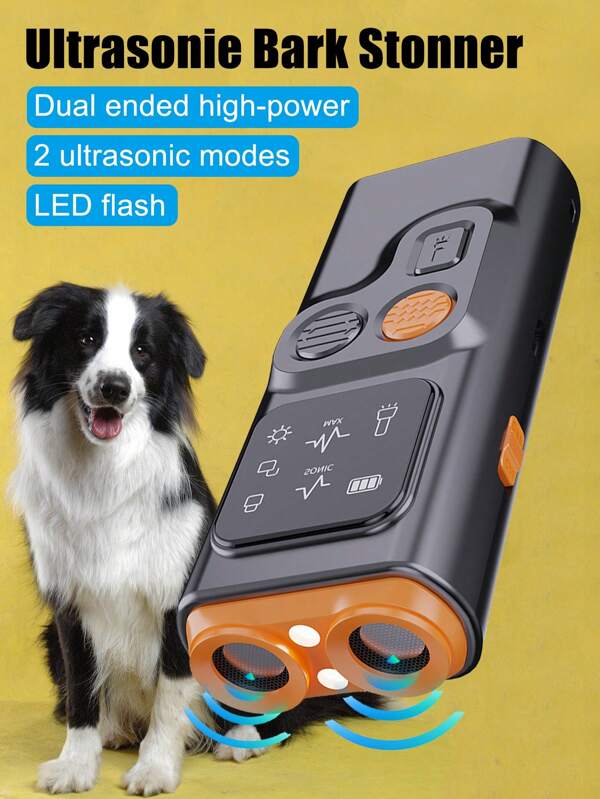 New Ultrasonic Dual-Head Dog Repeller, Portable Dog Trainer & Barking Control Device, With 2 Different Ultrasonic Modes (Constant & Sweep Frequency), Suitable For Various Dog Breeds, High-Power LED Flash Light & Ultrasonic Combination, High-Frequency Ultrasonic Waves Stimulate Canine's Hearing To Scare Aggressive Dogs