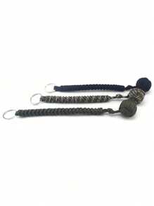 1pc Steel Monkey Fist Self-Defense Keychain With Braided Umbrella Rope For Outdoor Safety And Protection Camping Camping Stuff