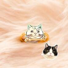 Custom Pet Portrait Ring, Pet Photo Ring For Pet Lover, Engraved Dog Cat Ring, Pet Memorial Jewelry Gift, Pet Remembrance, Gift For Her