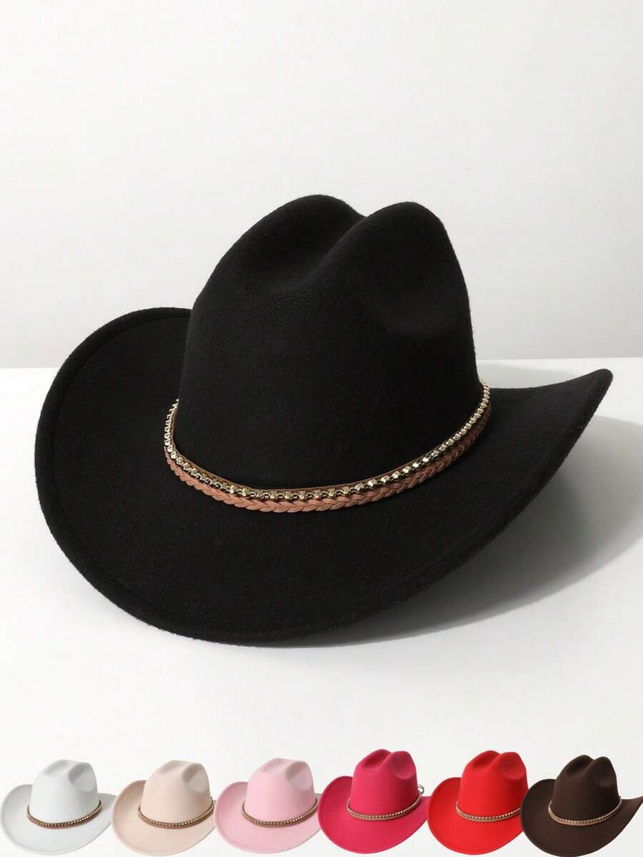 1 件女士独特铆钉装饰帽、牛仔帽、软呢帽、巴拿马帽，适合西部主题活动、派对、订婚、角色扮演、毕业典礼、化妆舞会、节日、婚礼、生日、音乐节和日常穿着 - 禮帽 - 查看 1