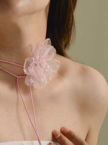 1 szt. Bohemia Ivory Lace Flower Binding Bridal Necklace,