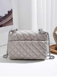 Women's New Fashion Diamond Quilted Shoulder Bag, Metal Chain Flap Lock Anti-Theft Crossbody Tote Bag, Work, Shopping, Daily Use