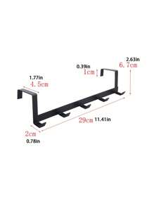 1 pièce Crochet de porte arrière blanc et noir en fer, crochet de rangement de porte à cinq rangées à grande capacité de charge, rack de rangement de vêtements et chapeaux sans perforation