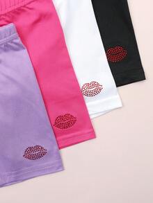 4 Pairs Baby Girls Rhinestone Decor Milk Silk Casual Shorts - Multicolor - View 5