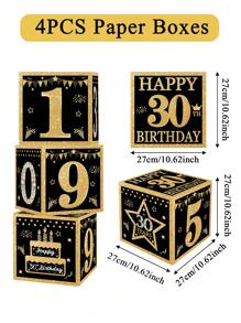 4 buc/set cutie surpriză pentru a 30-a aniversare, cutie cu baloane, cutie decorativă pentru ziua de naștere Happy 1995, decor pentru a 30-a aniversare, cutie cadou pentru decorarea petrecerii de ziua de naștere, recuzită pentru fotografie, cutie decorativă de fundal, decor pentru casă, decor pentru cameră, decor de fundal, accesorii pentru petrecere, cadouri de ziua de naștere, recuzită foto