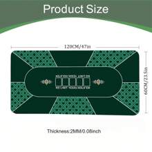 Rectangular Rubber Table Mat, Tablecloth, Table Runner - 8 Player Texas Poker Non-Slip Rubber Mat, Foldable Table Topper, Suitable For Family Game And Party (Fit Standard Tables)