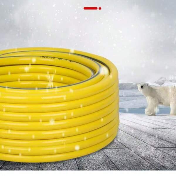 مجموعة خرطوم تنظيف بضغط عالي باللون الأصفر، أنبوب دائري من البي في سي بأطوال (مترين/4 أمتار/8 أمتار/12 متر) مزود ب- 5 وصلات سريعة، خرطوم حديقة سميك للري في الخارج وغسيل المركبات والتنظيف المنزلي وخزان أسماك