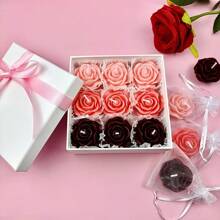 4pcs/9pcs Creative Rose Aromatherapy Candle Set Gift Box, Suitable For Wedding Venues, Restaurants, Living Rooms, Yoga Studios, Meditation, Birthday Candles, Mother's Day Gifts, Valentine's Day Gifts, Birthday Gifts, Adult Gifts, Easter, Home Decoration, Room Decoration, Fragrance Enhancement And Odor Removal.