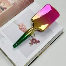 1PC Luxury Professional Round Hairbrush, Air Cushion Comb For Styling, Soft Bristle, Scalp Massage Comb, All Hair Types, Comfort Grip Handle, Effective Tool, Hair Care, Anti-Static, Detangling, Straight/Curly, Mirror Surface, Rainbow, Gift