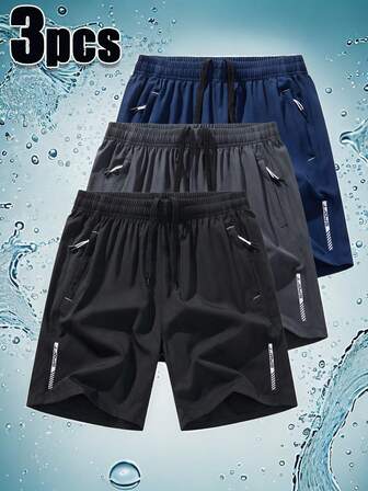 3 件男士运动短裤，轻便速干休闲短裤，跑步运动短裤