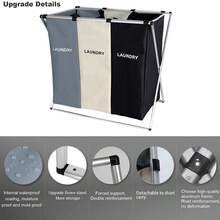 3 Grids Laundry Basket Foldable Dirty Clothes Organizer Bathroom Waterproof Storage Basket Large Laundry Hamper Three Grids New, 180L Laundry Basket Sorter - Multicolor - View 6