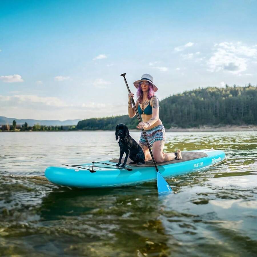 Inflatable Stand Up Paddle Board, 10'6x33 "X 6" Paddle Board With Backpack, Pump, Non Slip Mat, Phone Case Ultra-Light Paddle Boards For Adults - Blue Wahite Manta - View 1