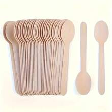 10 unidades/50 unidades/100 unidades Tenedor de madera desechable de abedul para tartas, postres, helados, adecuado para temporada de graduación, cumpleaños, bodas, restaurantes, utensilios para mesa de acción de gracias - Multicolor - Ver 1
