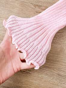 Fashion Retro Girls Ruffle Bow Knitted Long Sock, Warm Leg Warmers, Spring Autumn