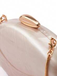 1 pieza Bolso de noche de mujer de acrílico con efecto de mármol blanco con perlas falsas, bolso bandolera con cadena dorada desmontable para bodas, fiestas, vacaciones y regalos, bolso de mano para bodas