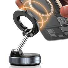 CyberDyer Suporte magnético a vácuo para celular atualizado com braço ajustável - design dobrável, telescópico e com rolamento de metal, suporte de telefone com ventosa ultra reforçada de 360° para suportes de celular MagCell para iPhone e Android para carro/chuveiro/viagem/academia/espelho liso, suporte para celular, acessórios para carro