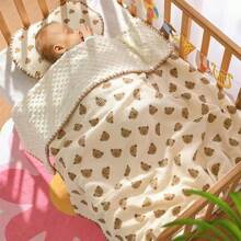 1pc Cartoon Print Textured Soft Fleece Baby Blanket, Nursery Toddler Nap Throw, Adults Office AC Shawl, Stroller Cover, All Season
