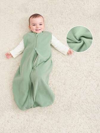 Barn Fleece Varm Sovsäck Solid Nyfödd Pojke Flickor Unisex Ärmlös Anti-Kick Sovsäck Fyra Säsonger Sovkläder Kläder