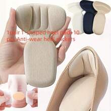 3 Pairs Women's Beige Memory Foam T-Shaped High Heel Insoles - Non-Slip, Comfortable Semi-Pad With Arch And Heel Support, Relieve Foot Pressure, Shoe Accessory, Insoles Suitable For Daily Wear, Heel Protector + 2 Pcs Random Color Heel Blister Protectors