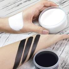 Pinturas corporales negras (70g) y blancas (70g) con 2 pinceles - set de pintura facial para maquillaje teatral, Halloween, maquillaje de carnaval, maquillaje de fiesta, resistente al agua y de larga duración.