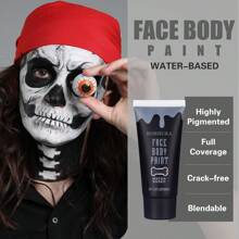 Pintura facial, maquillaje de Halloween negro, pintura facial lavable a base de agua para maquillaje teatral, maquillaje de carnaval, cosplay payasos joker