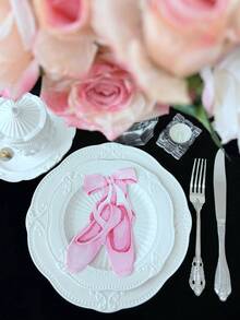 20pcs/Set Elegant Pink Ballet Shoes Shaped Napkins, Decorative Paper Towels For Wedding, Birthday, Restaurant, Dinner, Holiday, Guest Towels, Party Supplies - Pink - View 2