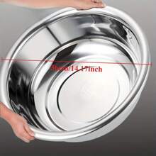 1-2pcs Extra Large Stainless Steel Bowl, Thicker Mixing Bowl, Face Wash Basin 14inch/36cm And Vegetable Washing Basin, Household Laundry Tub,School Supplies