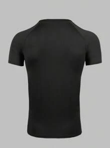 Men's High Elasticity Sports Muscle Fit Short Sleeve T-Shirt - Tight Compression Tee, Machine Washable, Solid Color For Gym & Casual, Suitable For All Seasons | Fashion Design | High Stretch Fabric