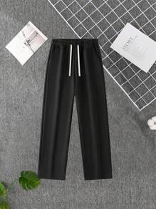 (Autumn/Winter) Baggy Pants For Running, Workout, Gym, Camping, Travel, Streetwear Fashion, Sports Pants For Men, Fashionable Athletic Breathable Knit Pants, Casual Boyfriend Style Basketball Joggers, Black