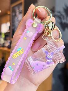 Sanrio 1 Stück Milchtee Tasse Flüssig-Quicksand Schlüsselanhänger, süßer Kawaii mädchenhafter Rucksack-Anhänger, Party Geschenk, Geburtstagsgeschenk